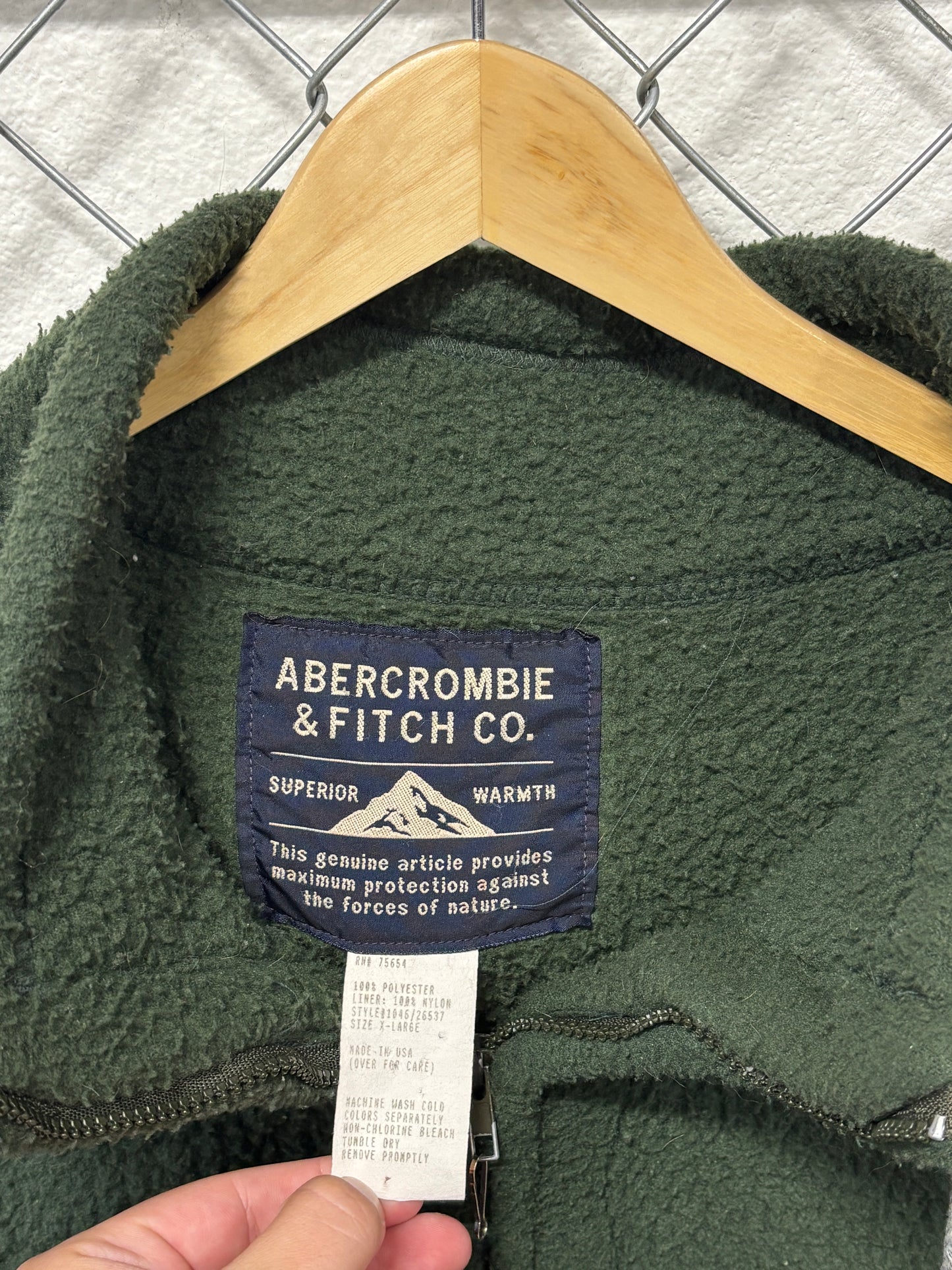 Vintage 90's Abercrombie & Fitch Green Pullover Pile Fleece Sweater Size XL