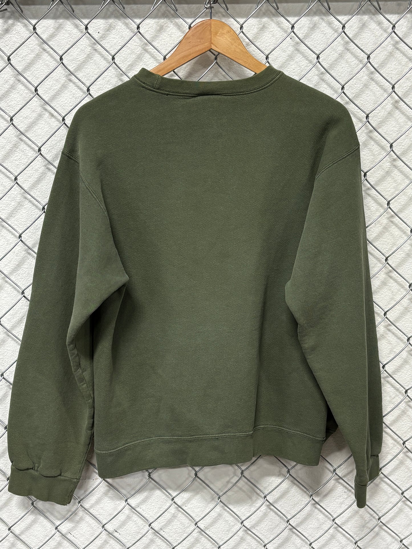 Vintage 90's Nike Faded Olive Green Small Swoosh Sweater Size Medium