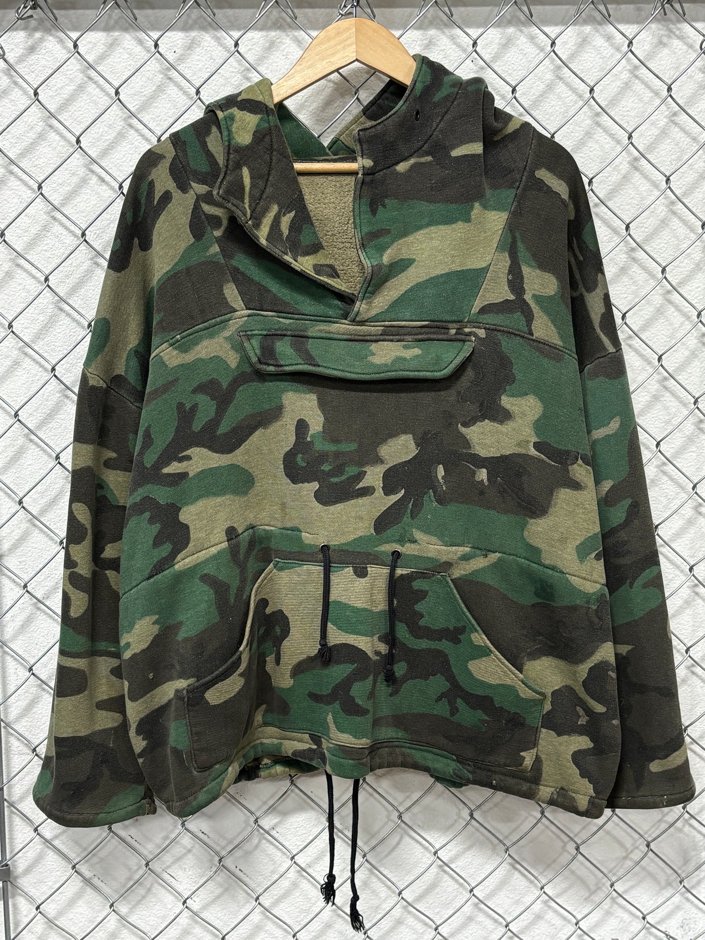 Vintage Hand Made Military Camo Pullover Hoodie Size XXL