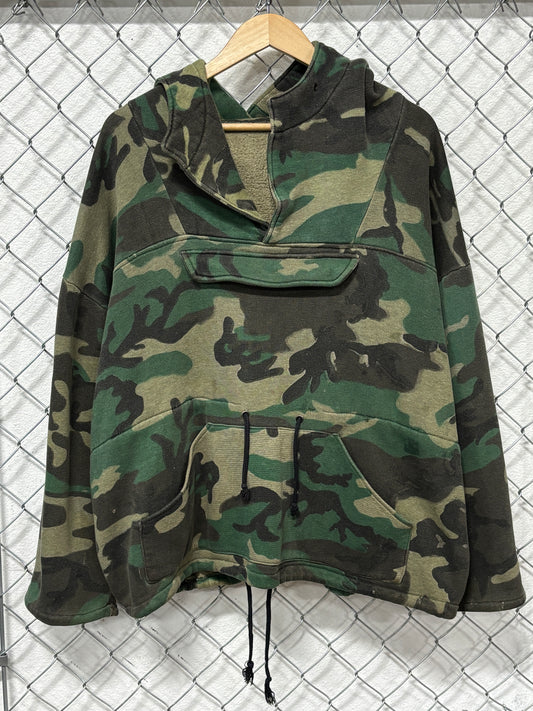 Vintage Hand Made Military Camo Pullover Hoodie Size XXL