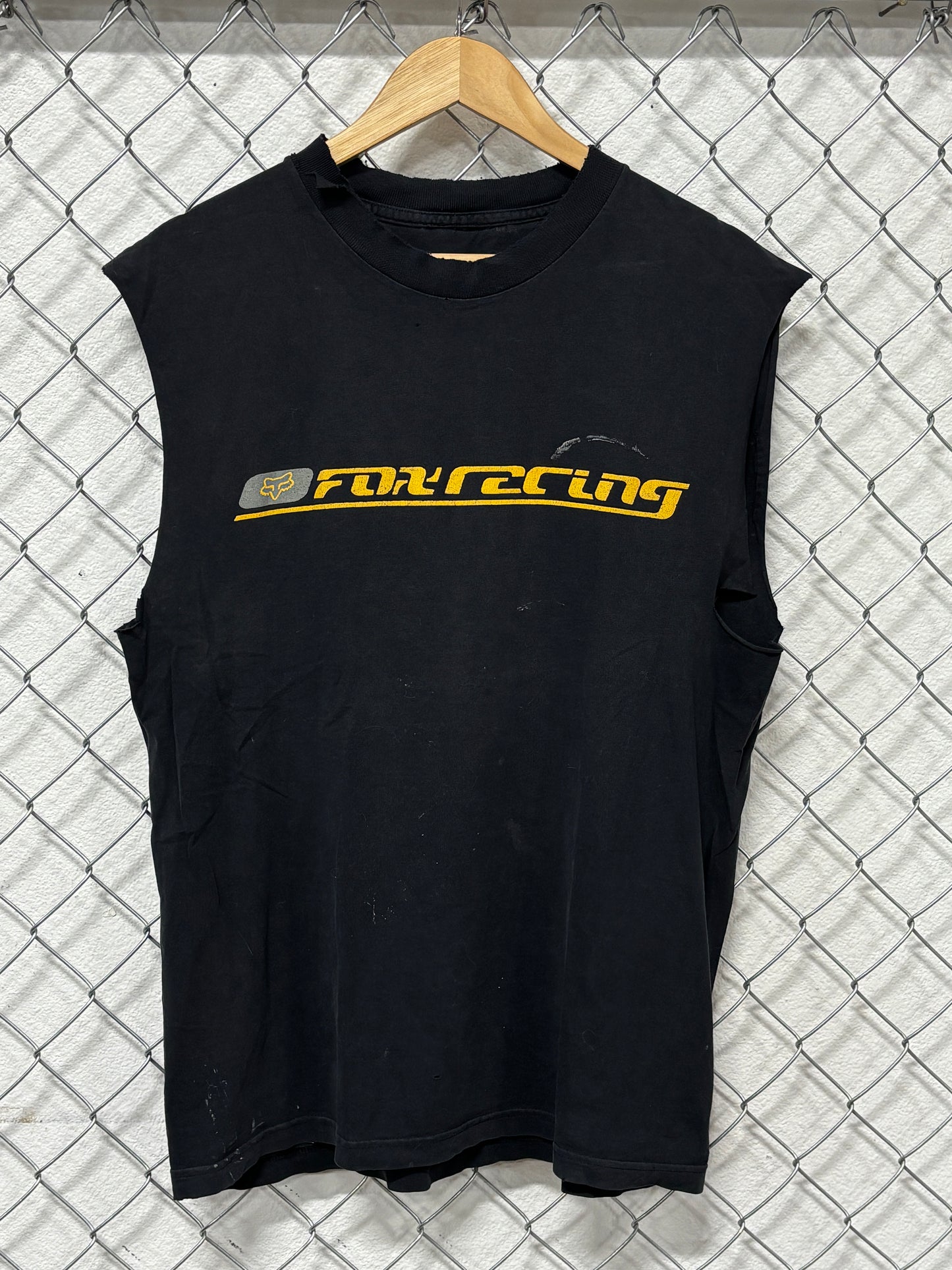 Y2K Fox Motocross Racing Cutoff Black Shirt Size Large