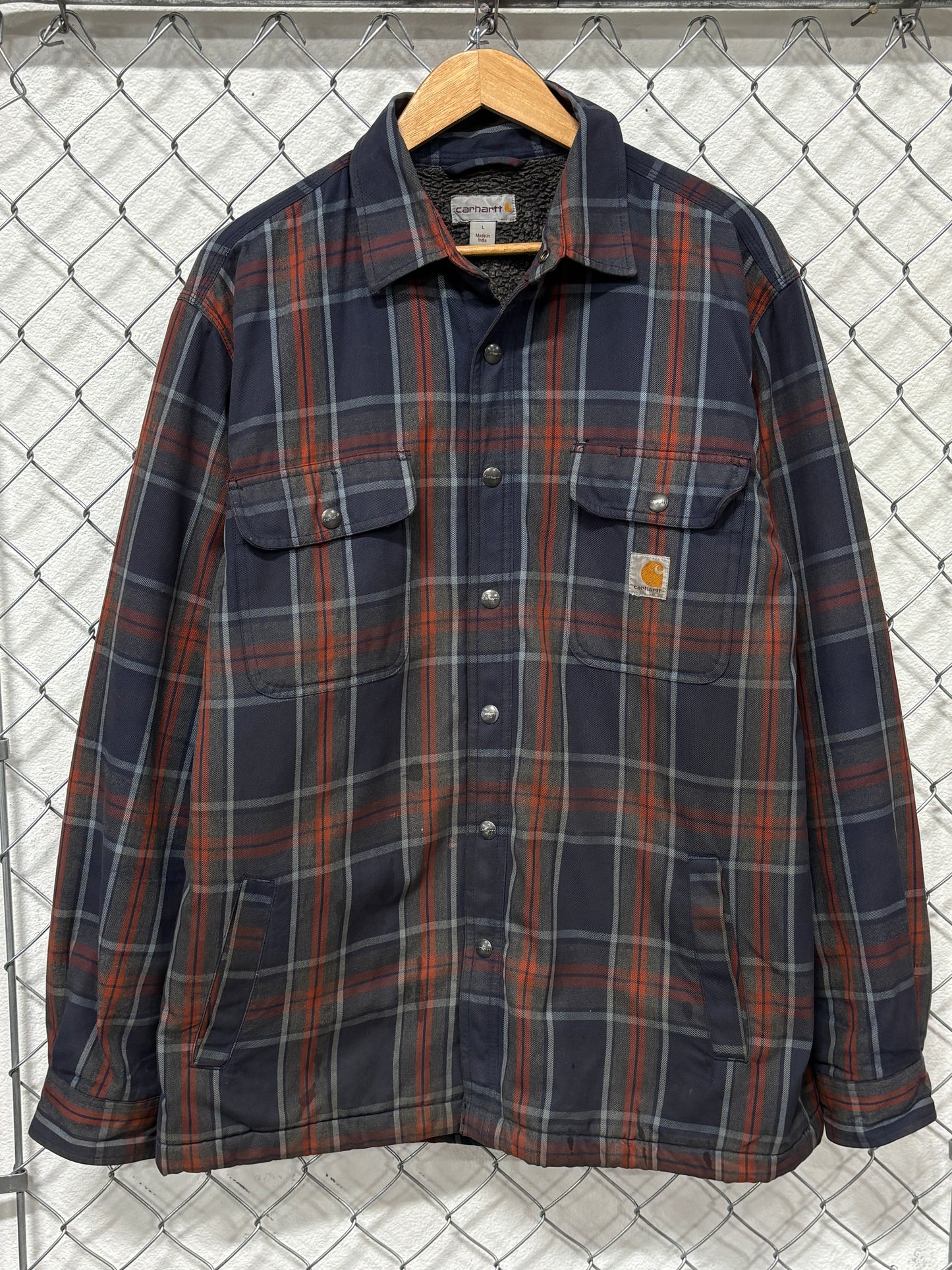 Carhartt Plaid Sherpa Insulated Heavy Button Up Work Shirt Size Large