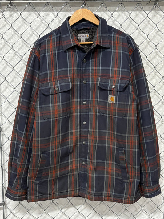 Carhartt Plaid Sherpa Insulated Heavy Button Up Work Shirt Size Large