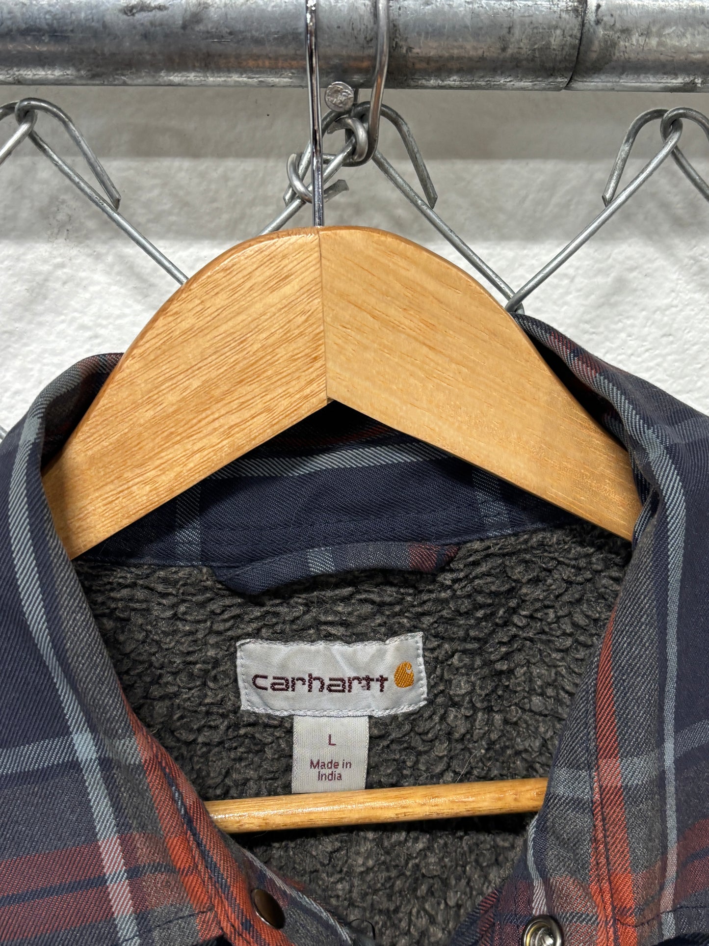 Carhartt Plaid Sherpa Insulated Heavy Button Up Work Shirt Size Large