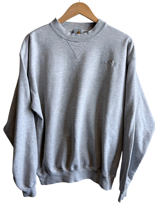 Vintage 90's Carhartt Classic Script Logo Grey Sweater Size Medium