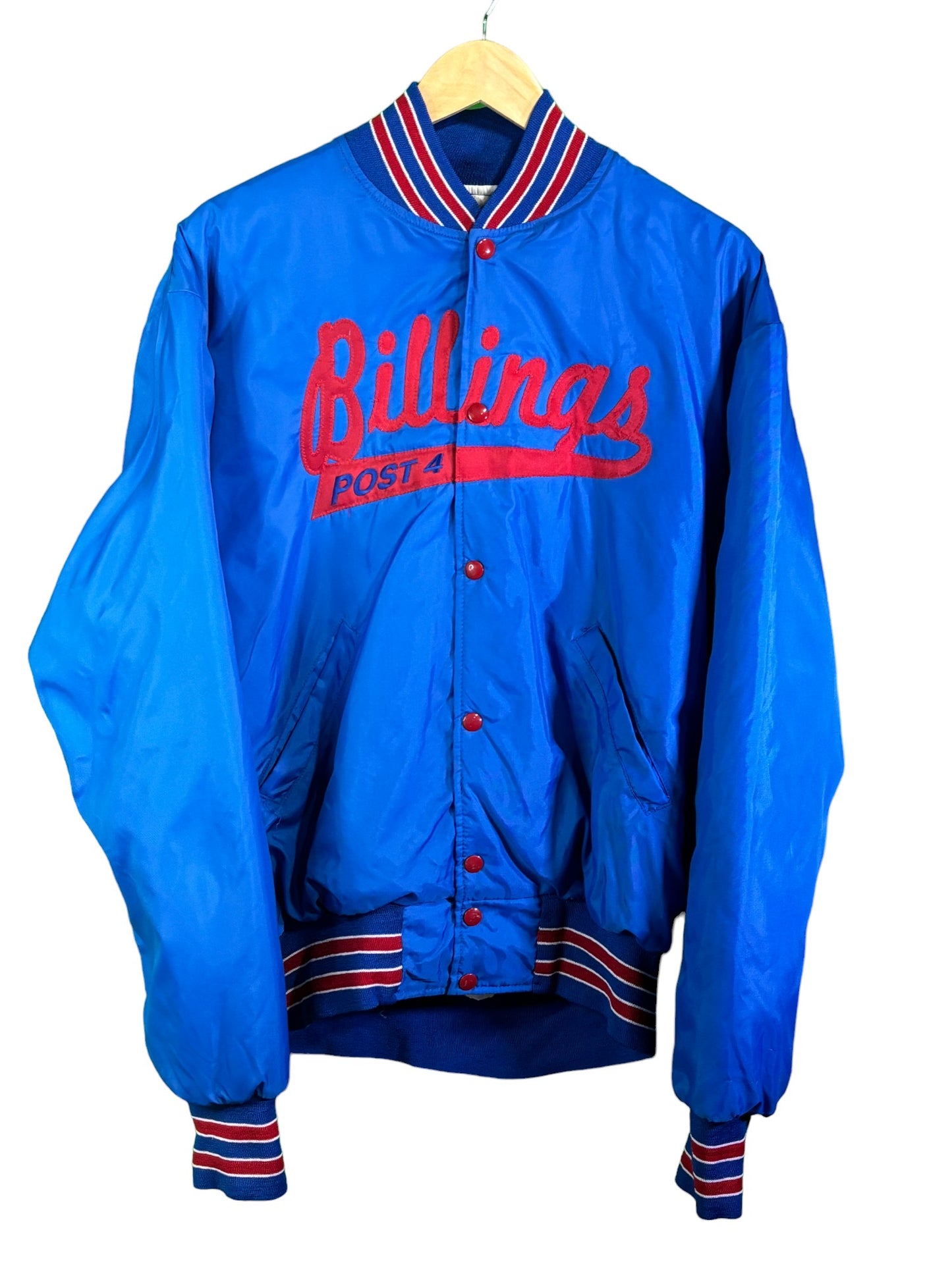 Vintage Billings Post 4 Baseball Satin Bomber Jacket Size Large