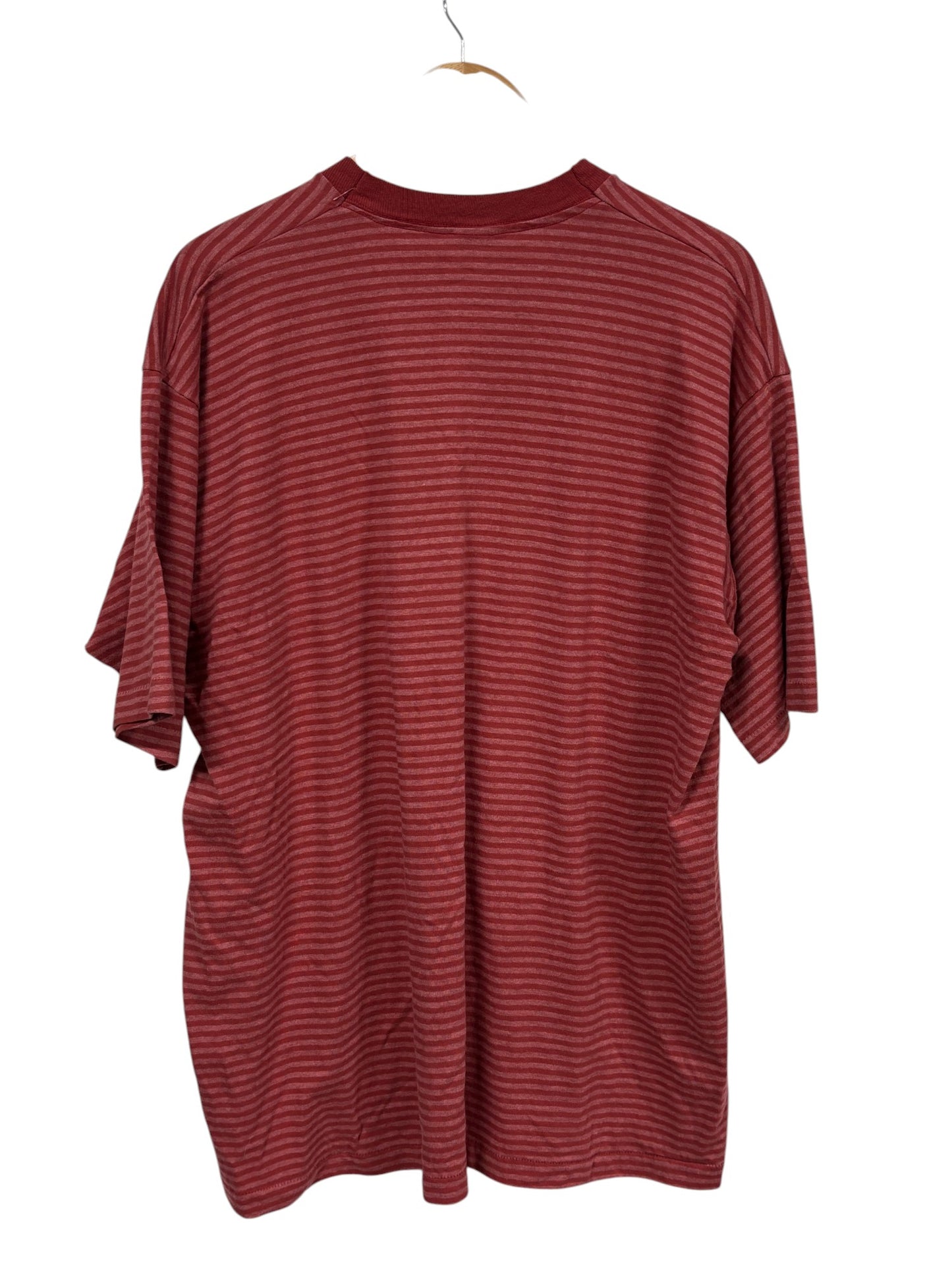 Vintage 90's Fruit of the Loom Red Stripe Grunge Tee Size XL