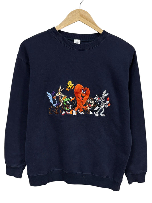 Vintage Looney Tunes Characters Embroidered Cartoon Sweater Size Small