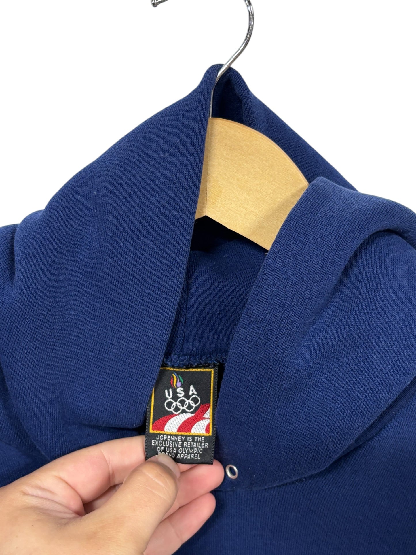 Vintage 1996 Olympics Blue Blank Hoodie Size XL