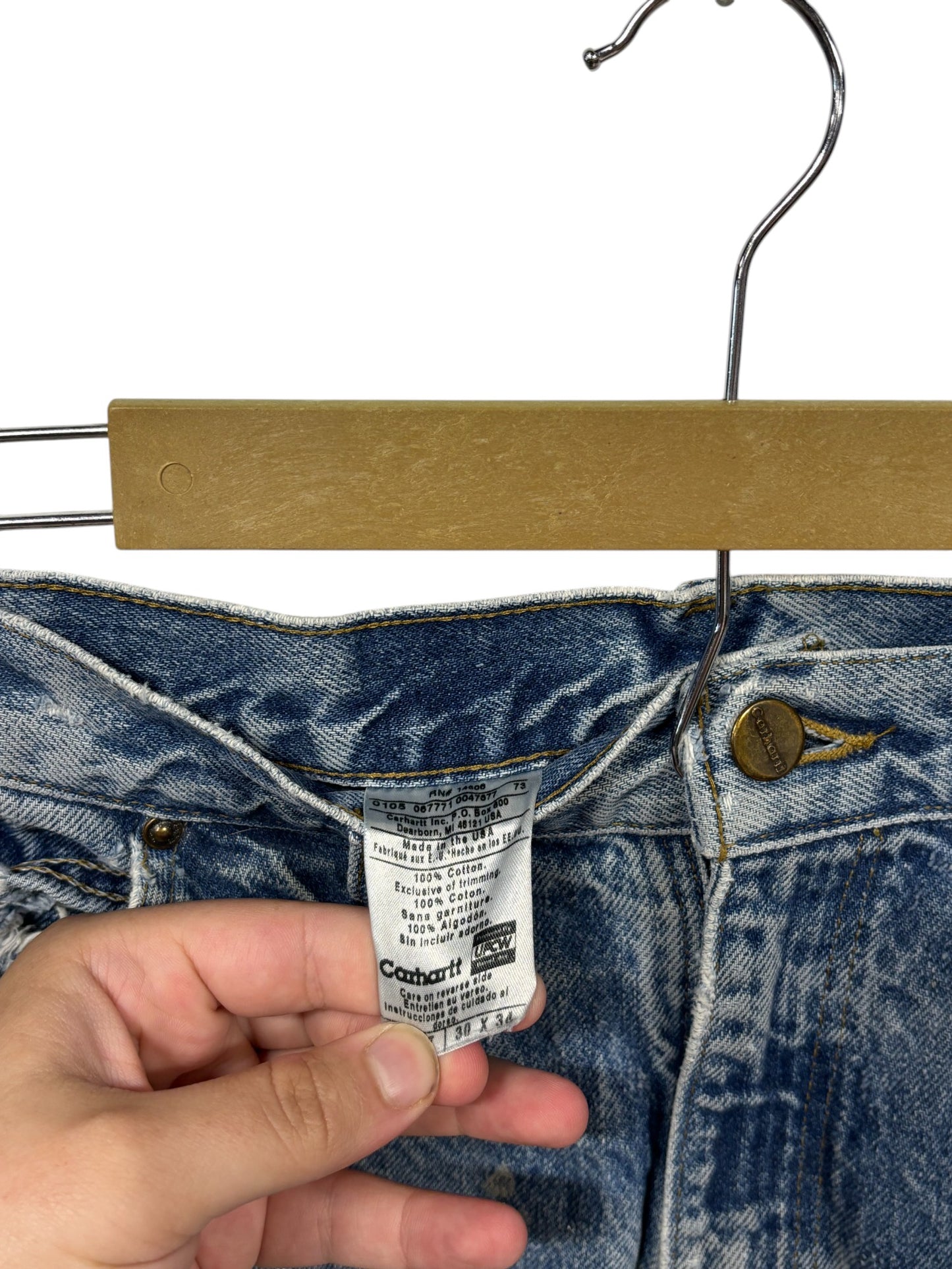 Vintage Carhartt Denim Double Knee Carpenter Jeans Size 30x33