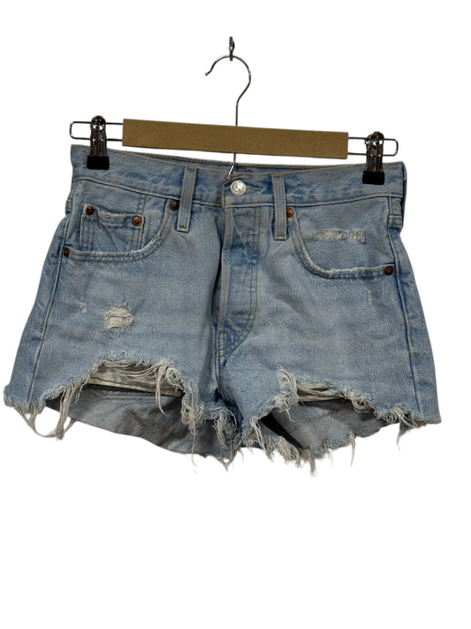 Levi's Light Wash Thrashed Denim Shorts Size 27
