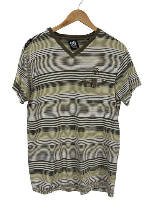 Vintage Y2K Enyce V Neck Striped Tee Size XL