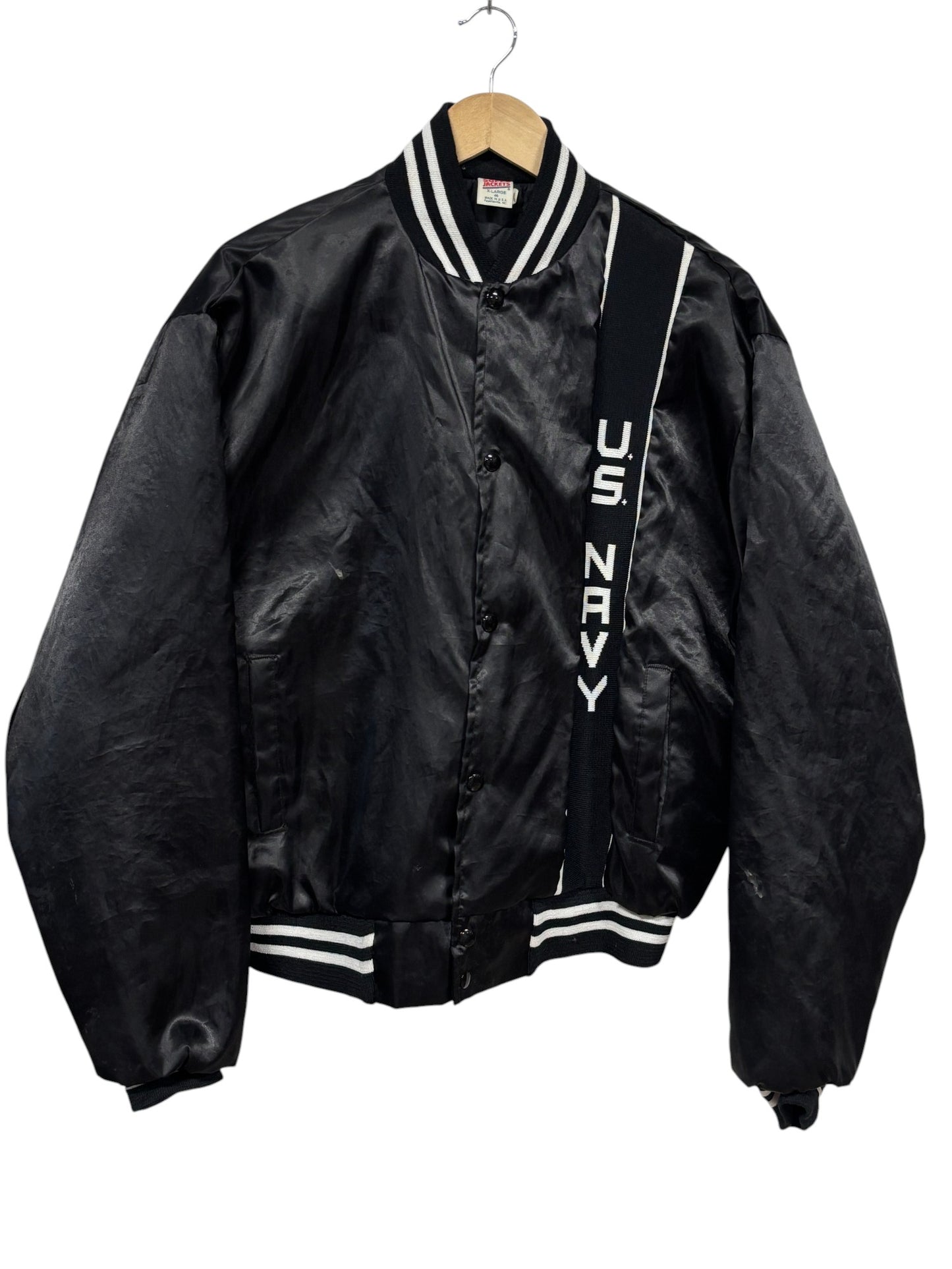 Vintage 80's US Navy Black Bomber Jacket Size XL