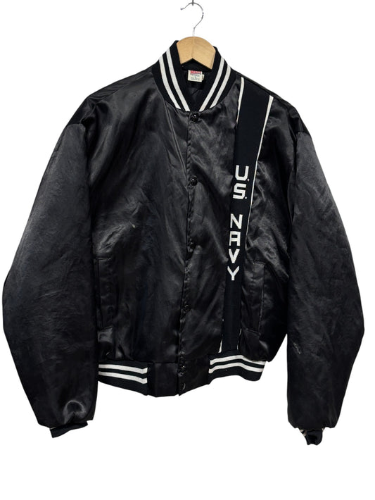Vintage 80's US Navy Black Bomber Jacket Size XL