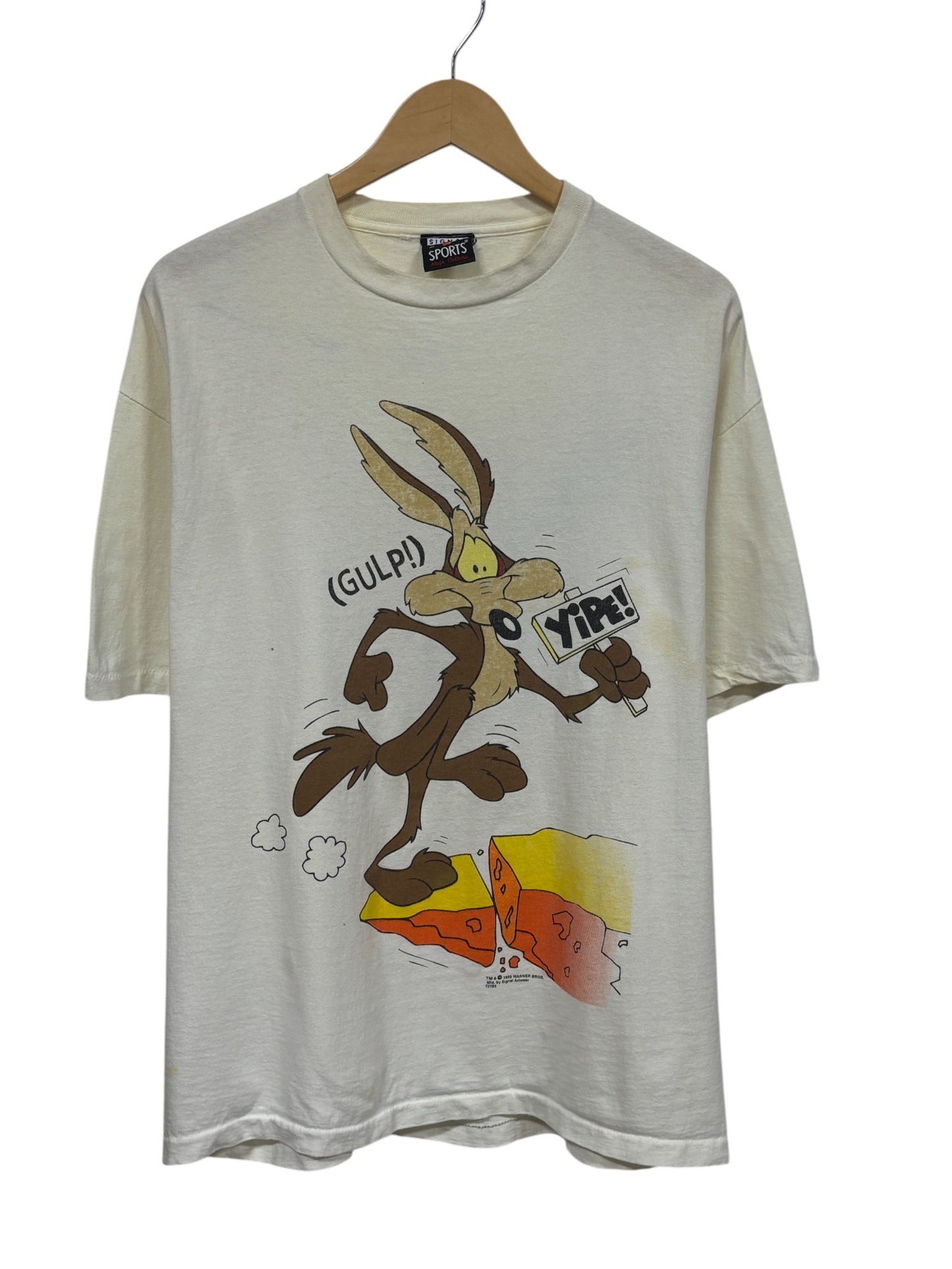 Vintage 90's Looney Tunes Wile E Coyote Roadrunner Cartoon Tee Size XL