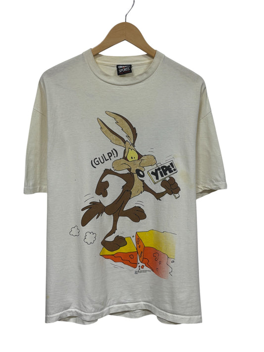 Vintage 90's Looney Tunes Wile E Coyote Roadrunner Cartoon Tee Size XL