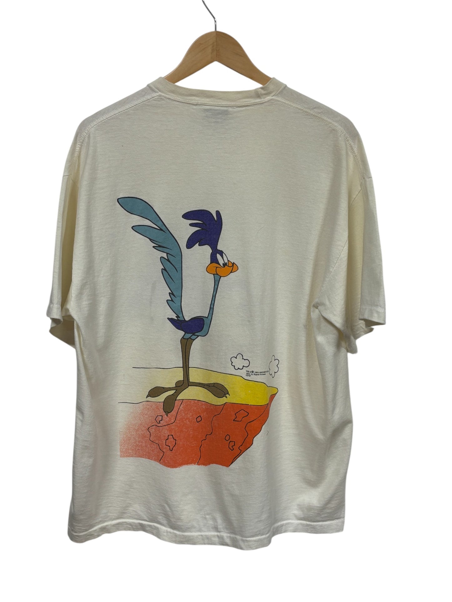 Vintage 90's Looney Tunes Wile E Coyote Roadrunner Cartoon Tee Size XL