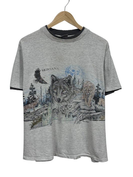 Vintage 90's Montana Wilderness Wildlife Nature Graphic Tee Size Large