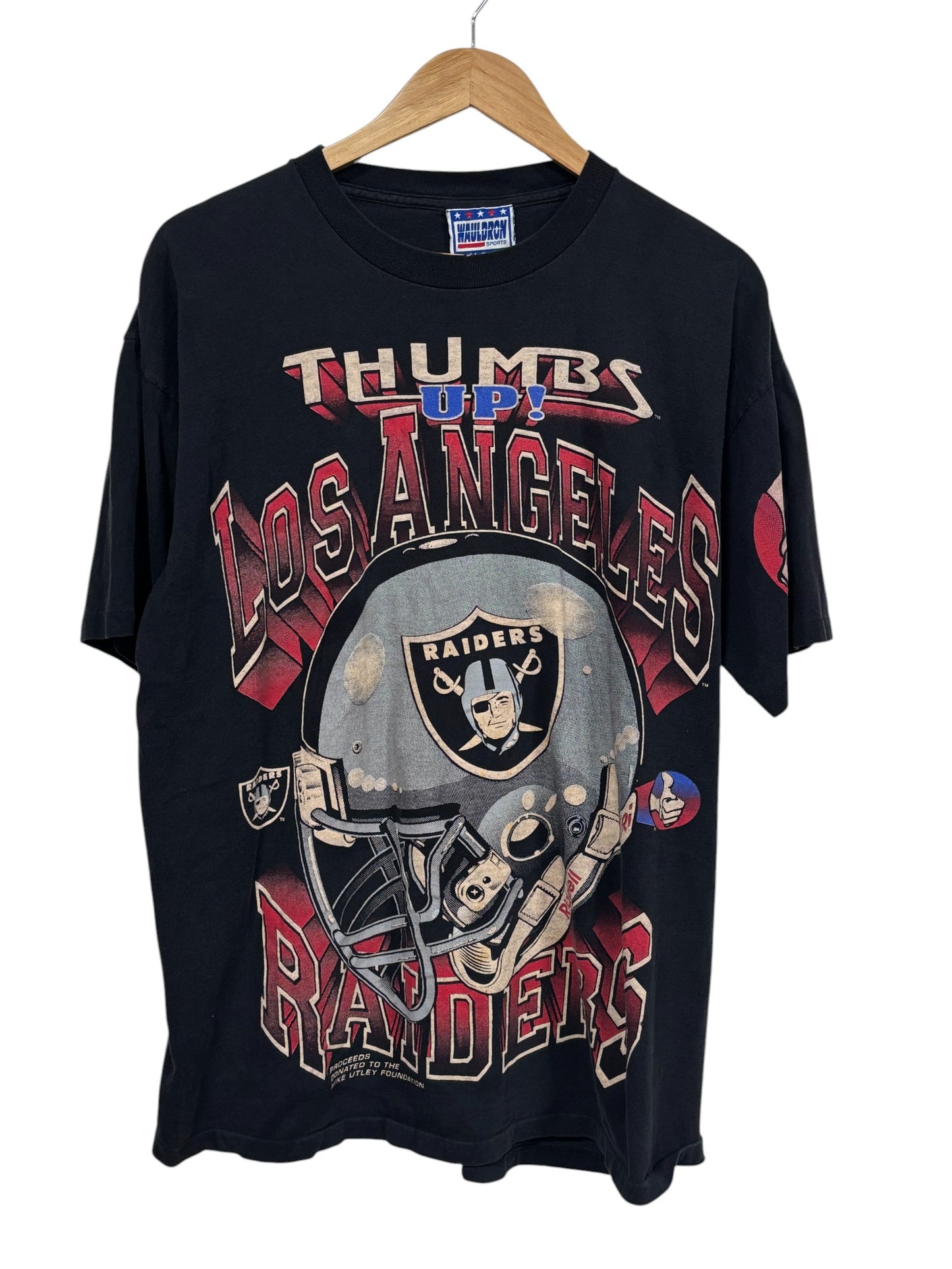 Vintage 90's Thumbs Up Los Angeles Raiders NFL Big Print Tee Size XL