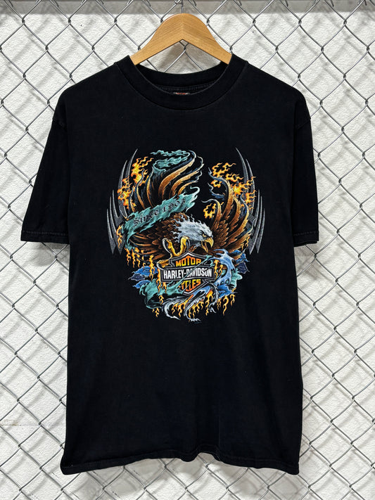 Vintage Harley Davidson Y2K Eagle Salem Oregon Biker Tee Size Large