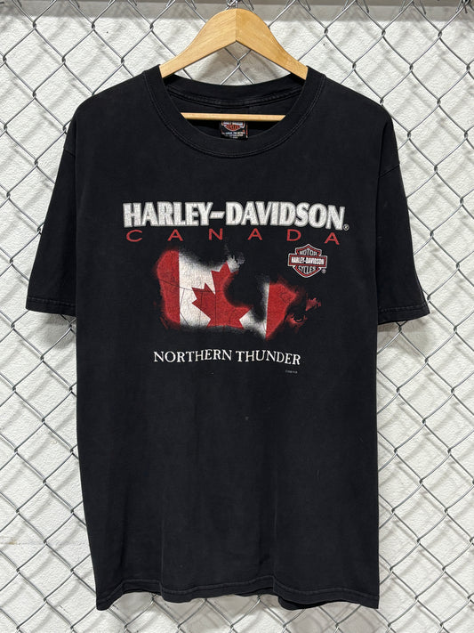 Vintage Harley Davidson Northern Thunder Canada Biker Tee Size Large