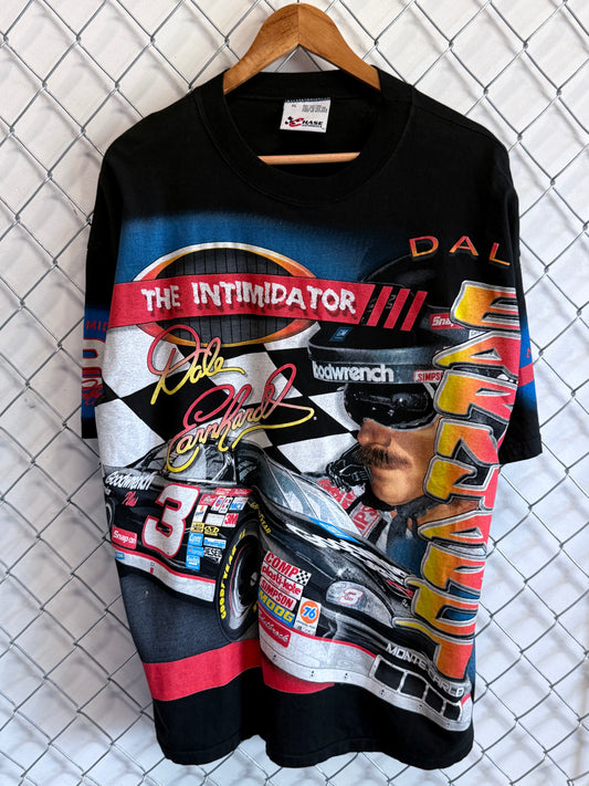 Vintage 90's Dale Earnhardt The Intimidator AOP NASCAR Tee Size XL