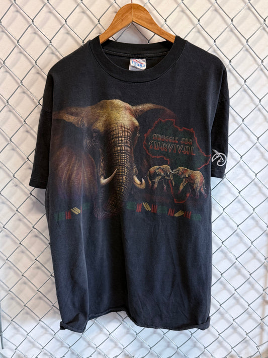 Vintage 90's Africa Struggle for Survival Wild Life Nature Graphic Tee Size XL