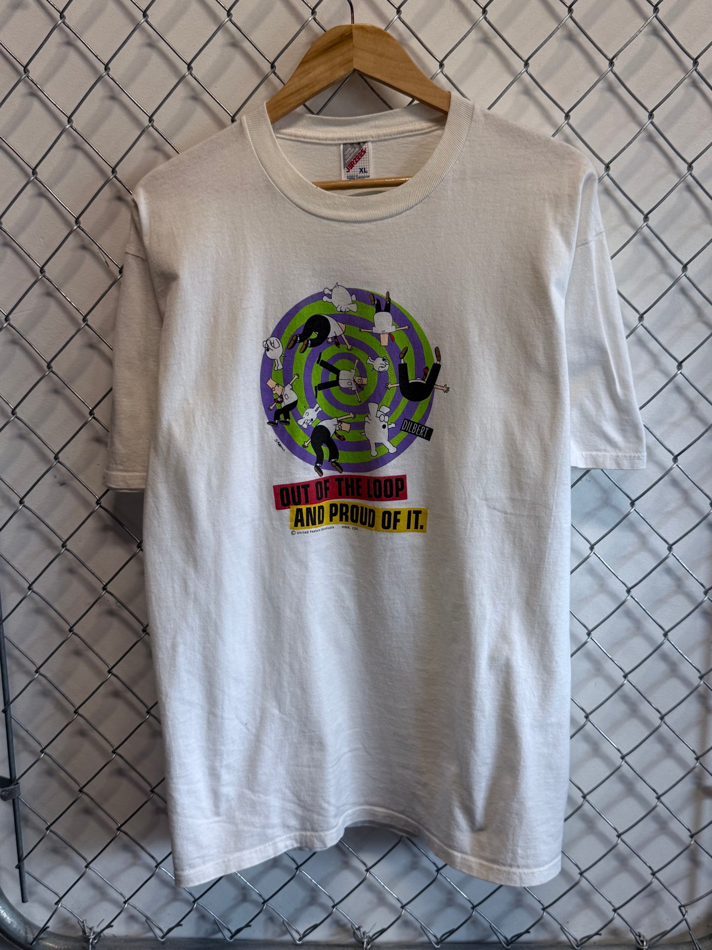 Vintage 90's Dilbert Out of the Loop Comic Strip Cartoon Tee Size XL