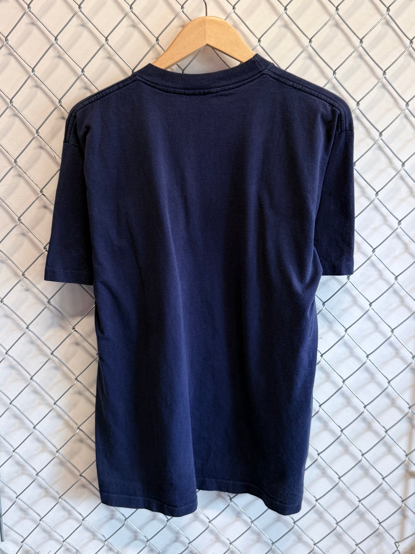 Vintage 90's Navy Blue Patriot Football Graphic Tee Size Large
