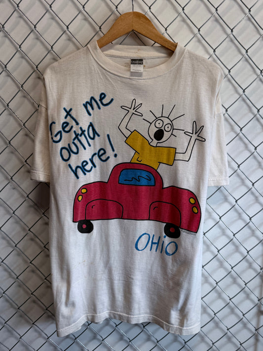 Vintage 90's Scared Guy Get Me Outta Here Stanley Desantis Tee Size Large