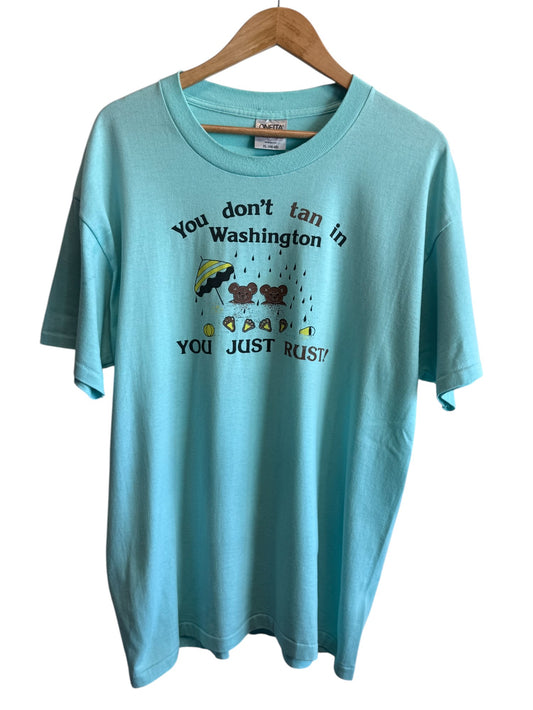 Vintage 90's Washington State Rain Graphic Tee Size XL