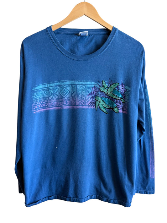Vintage Y2K Hawaii Sea Turtles Nature Long Sleeve Shirt Size XL