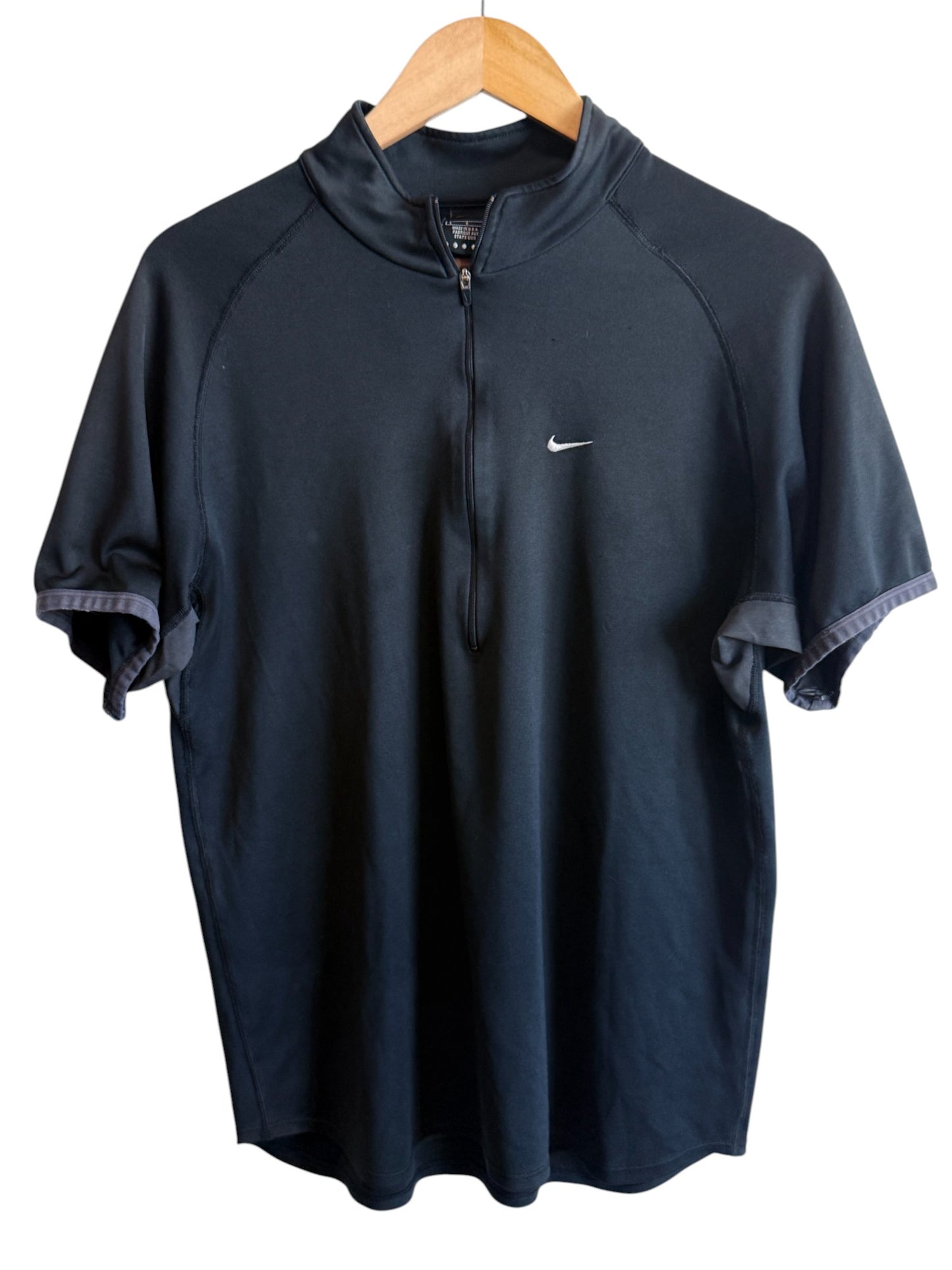 Vintage 90's Nike Black Zip Up Cycling Shirt Size Large