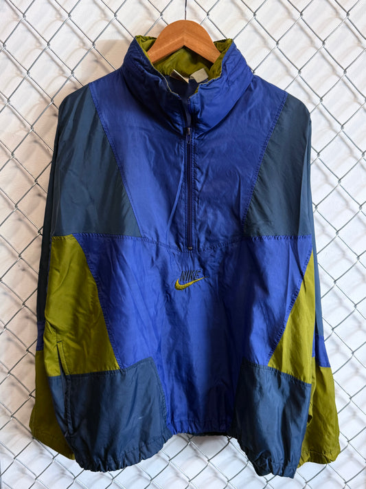 Vintage 90's Silver Tag Nike Half Zip Multi Color Windbreaker Jacket Size XL