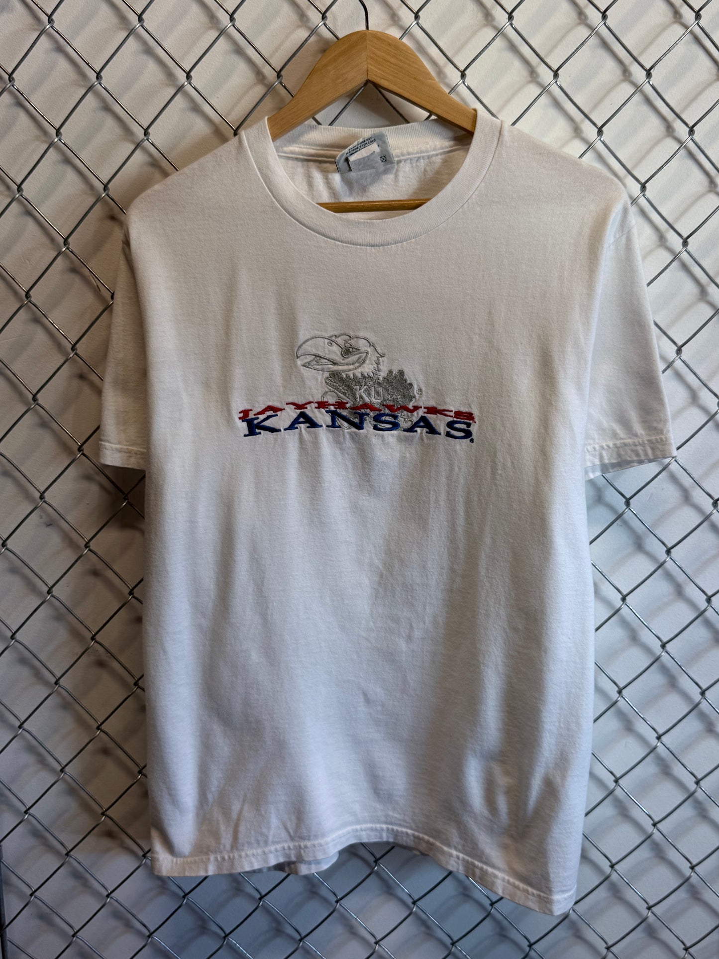 Vintage 90's Kansas Jayhawks University Mascot Graphic Tee Size Medium
