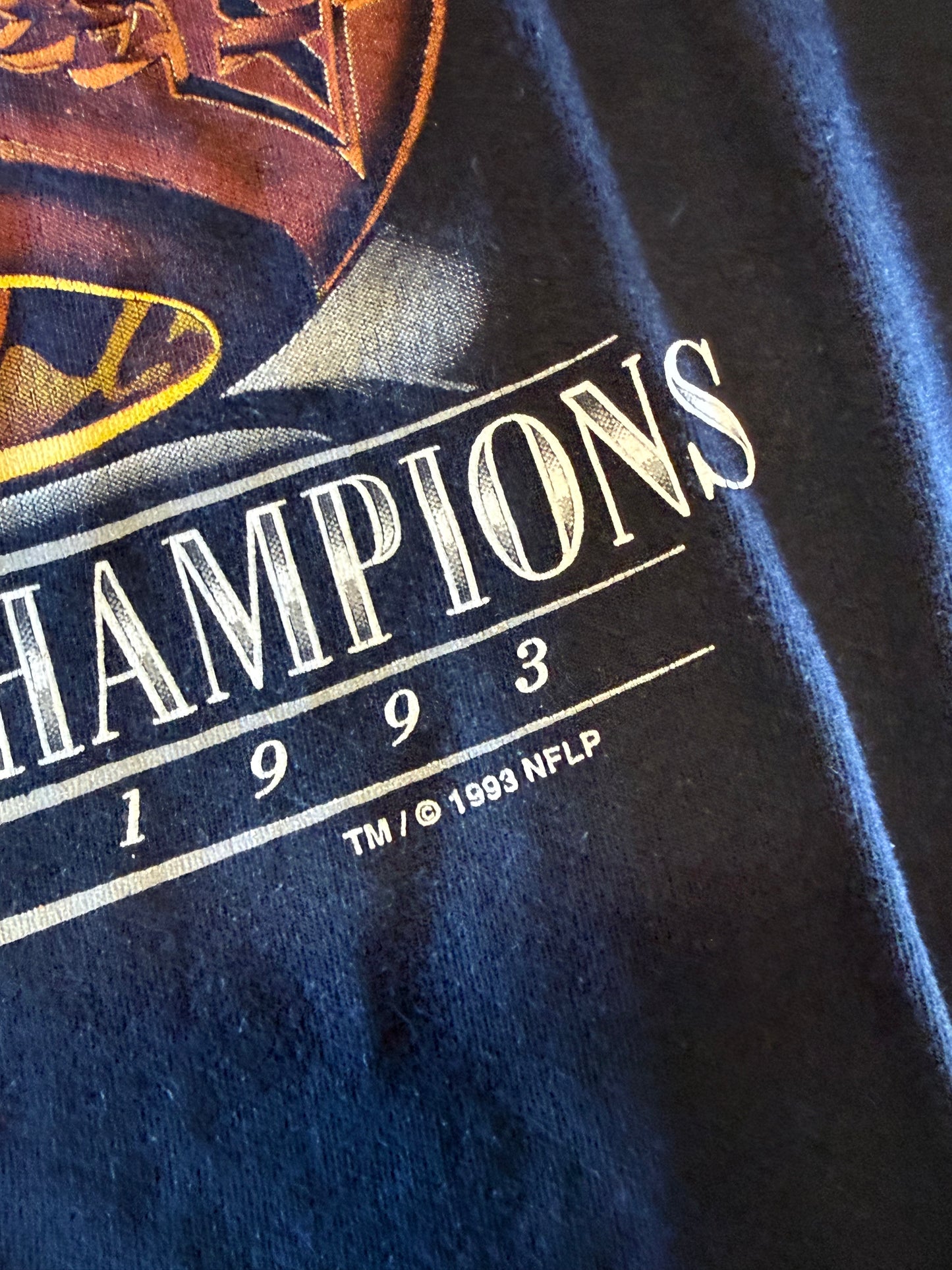 Vintage 1993 Dallas Cowboys Super Bowl Champions Ring Graphic Tee Size Large
