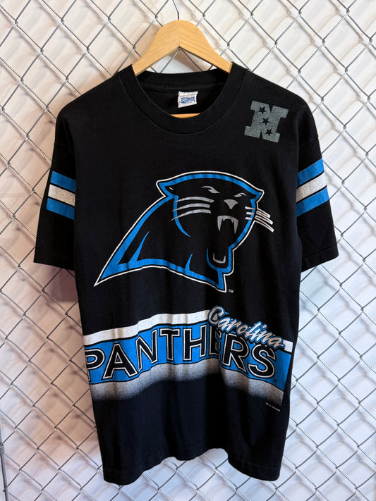 Vintage 90's Salem Sportswear Carolina Panthers AOP NFL Tee Size Large