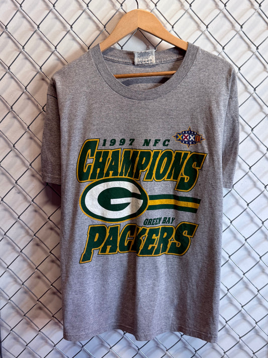Vintage 1997 Green Bay Packers NFC Champions NFL Graphic Tee Size Large