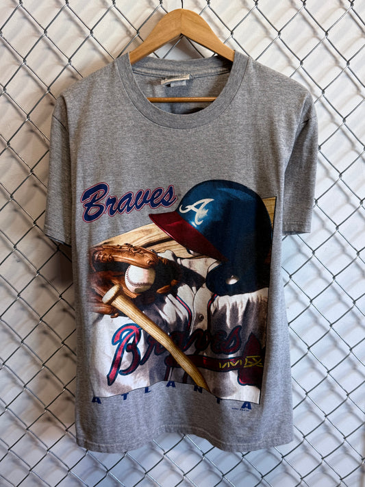 Vintage 90's Atlanta Braves Uniform MLB Baseball Graphic Tee Size Medium