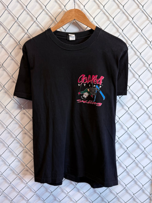 Vintage 90's Be Afraid Scared Stiff Skiing Cartoon Graphic Tee Size Large