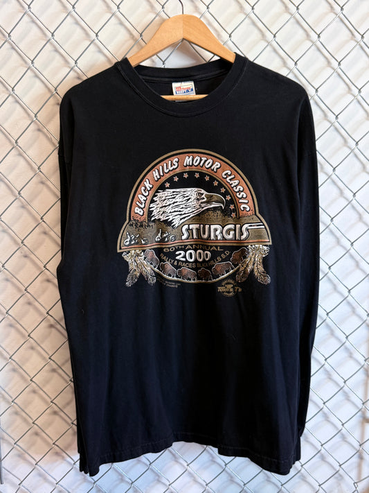 Y2K Sturgis 60th Anniversary Harley Black Hills Rally Long Sleeve Shirt Size XL