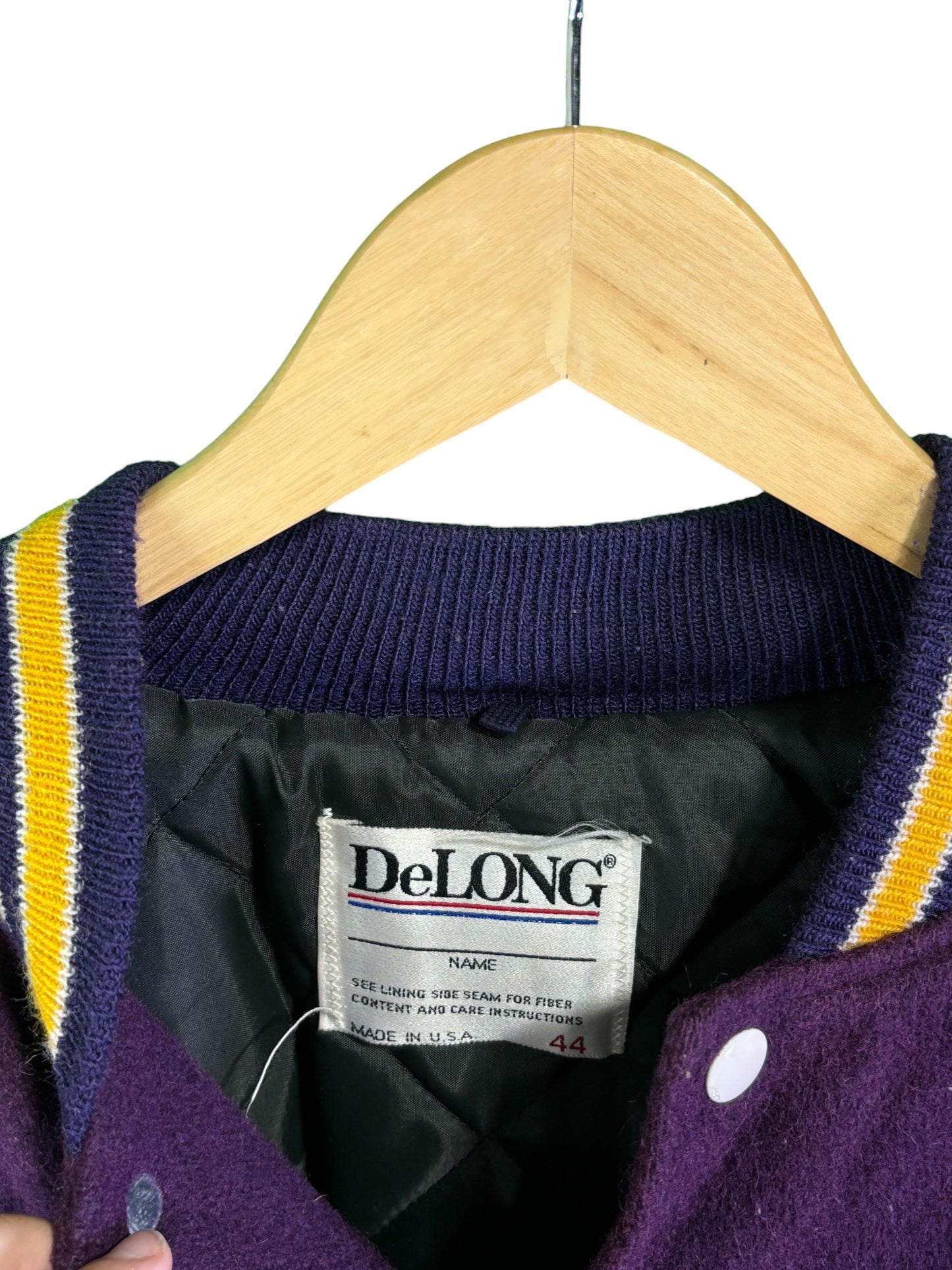 Vintage DeLong Purple Gold Varsity Letterman Jacket Size 44 (M/L)