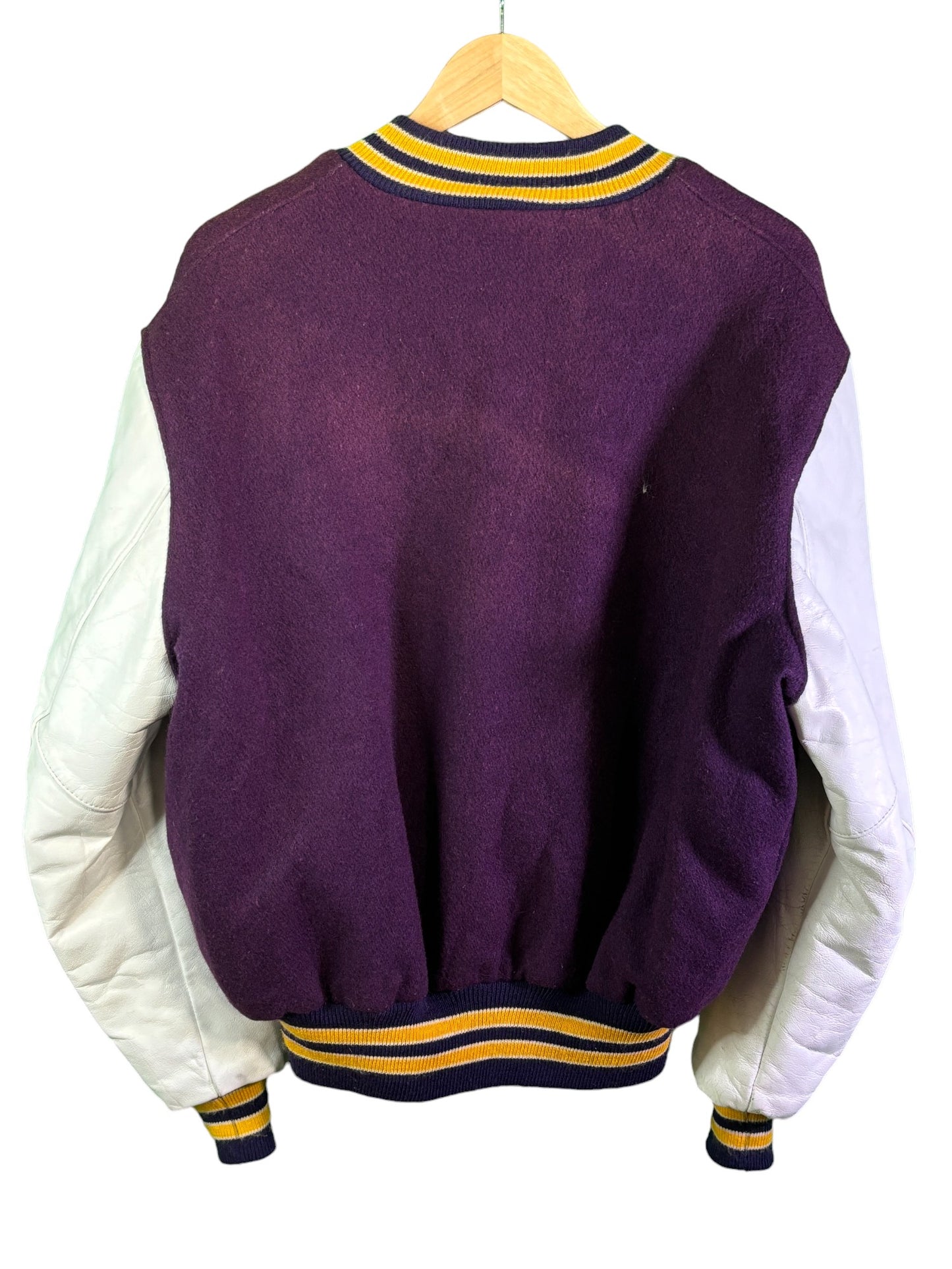 Vintage DeLong Purple Gold Varsity Letterman Jacket Size 44 (M/L)