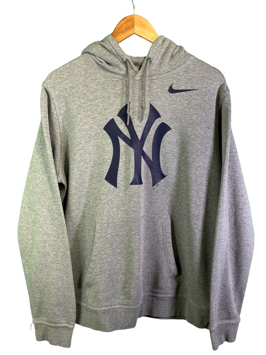 Nike New York Yankees MLB Logo Grey Hoodie Size Large