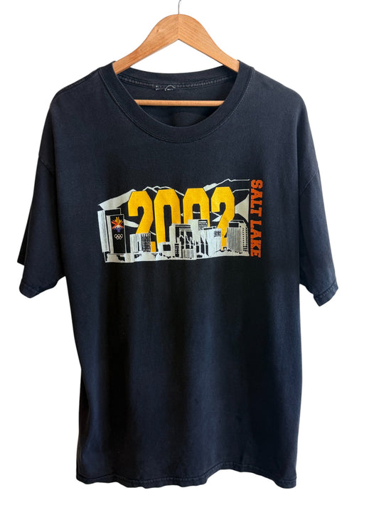 Vintage 2002 Salt Lake City Olympics Skyline Graphic Tee Size XL