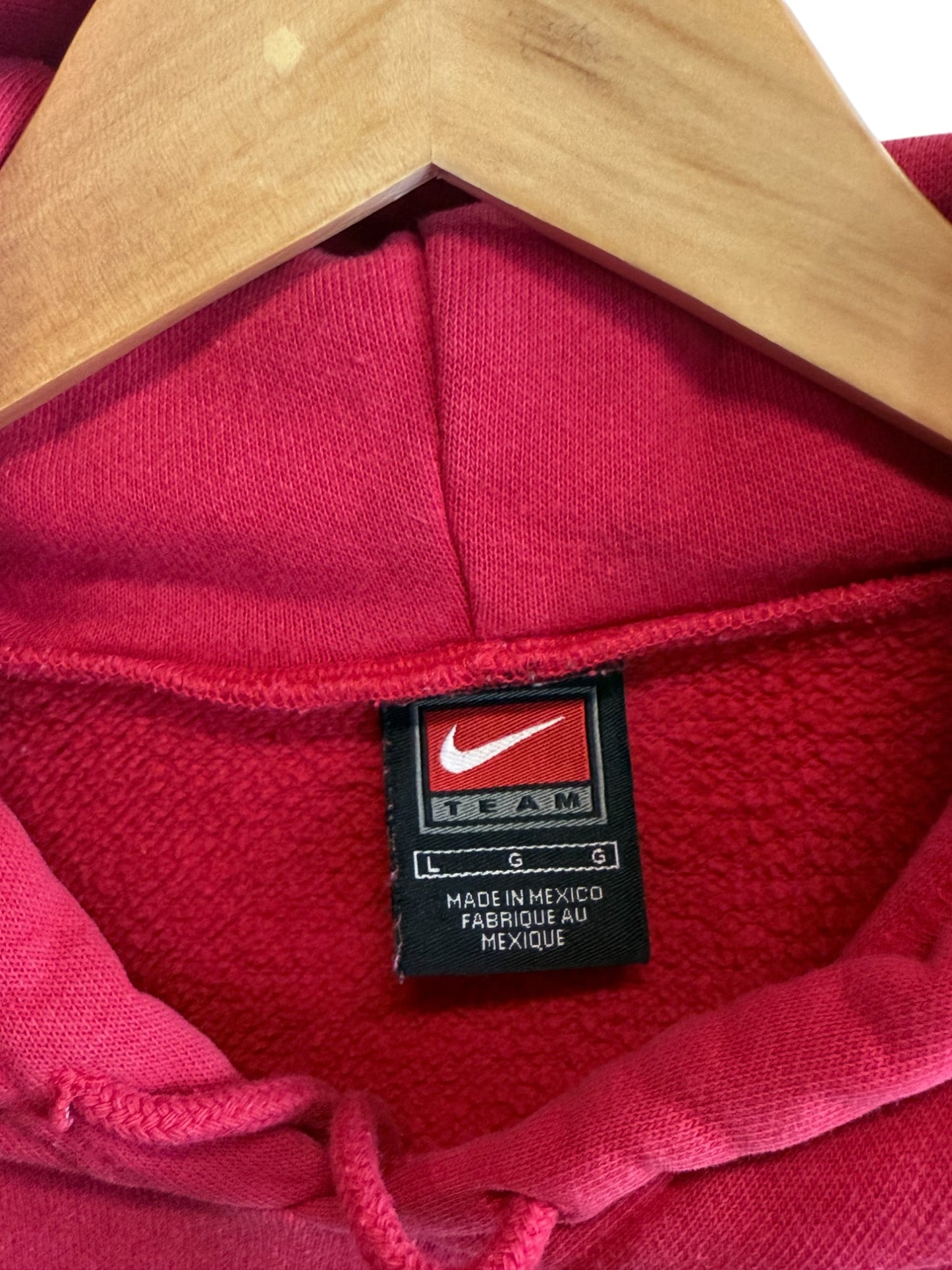 Vintage Nike Pocket Swoosh Red Pullover Hoodie Size Large