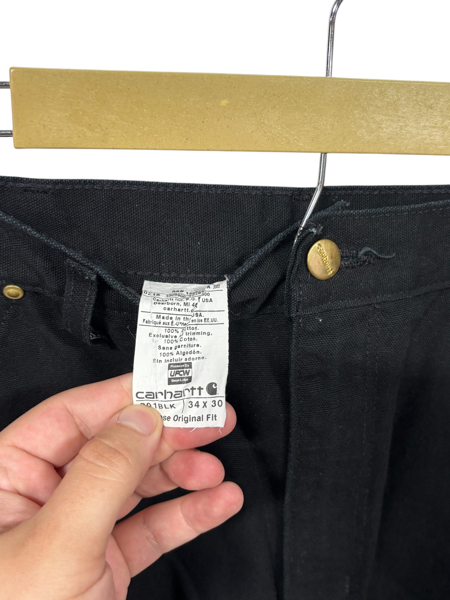 Vintage Carhartt Black Double Knee Carpenter Pants Size 33x30