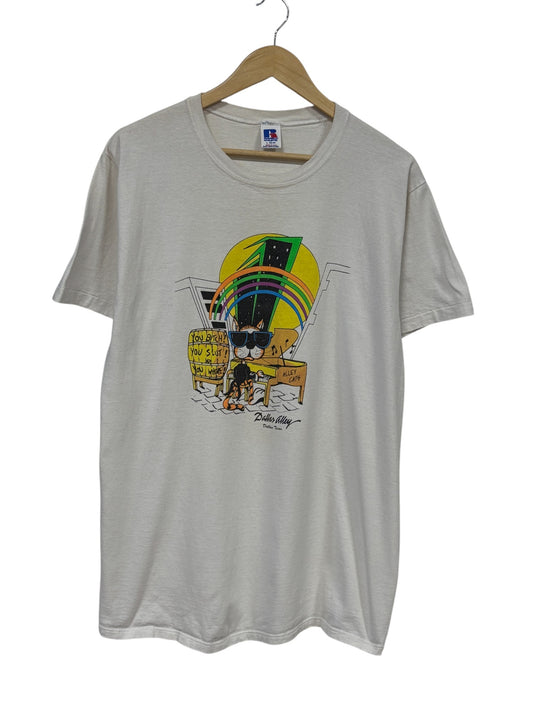 Vintage 90's Dallas Texas Alley Cats Piano Cat Graphic Tee Size Large
