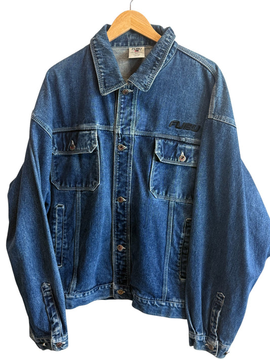 Vintage 90's FUBU Denim Jean Trucker Jacket Size XL