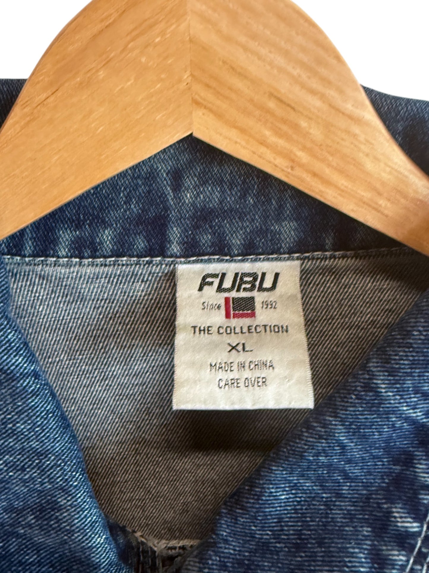 Vintage 90's FUBU Denim Jean Trucker Jacket Size XL